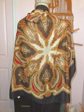 Vtg Echo Club 7 Silk Scarf Neck Wrap Shawl Made In Japan Old Money Regency Asian